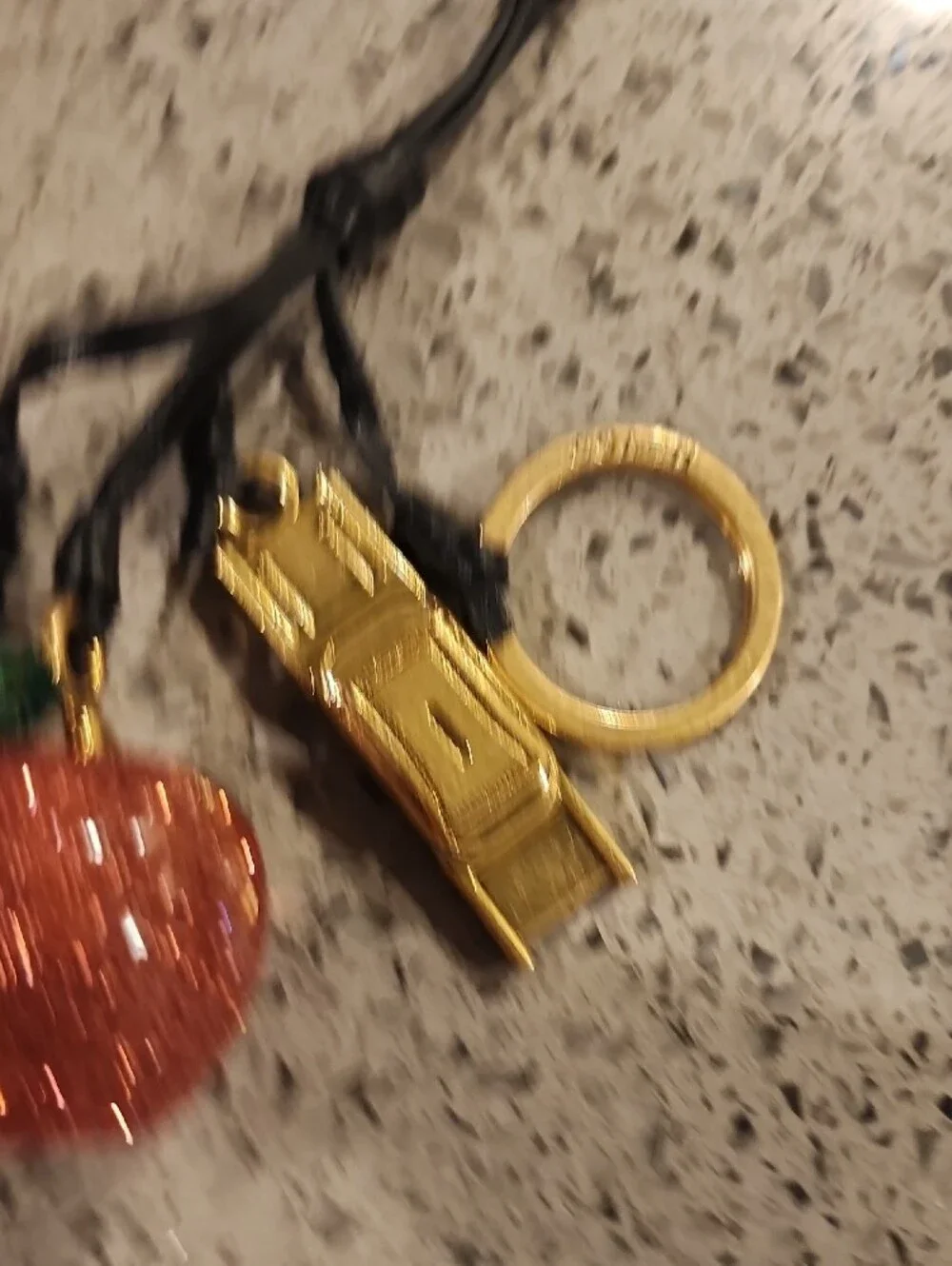 Coach Style New York Gold-tone Keychain Charm with Glitter Apple Orb